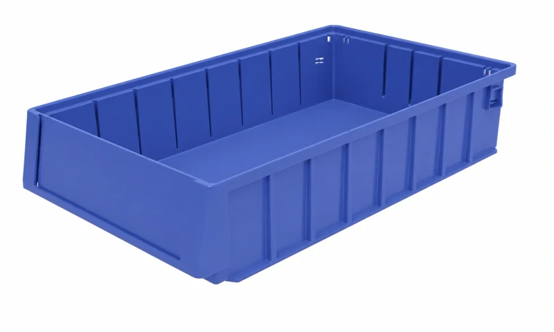 Blue polypropylene partition bin illustrated in the storage catalog