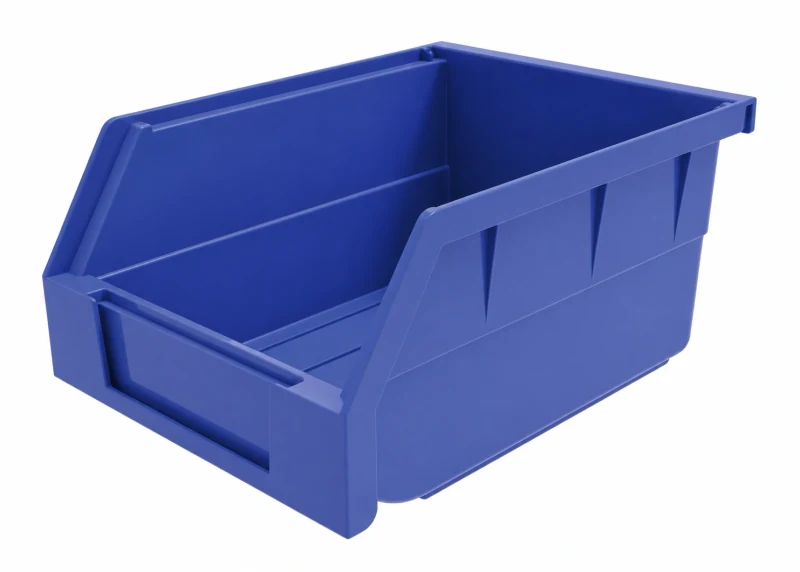 Blue polypropylene hanging parts bin