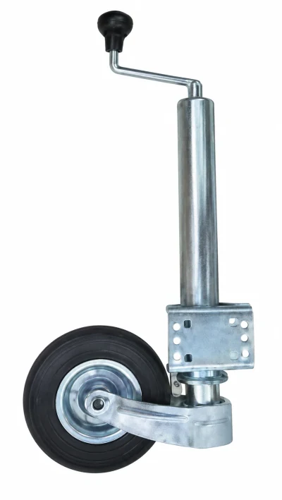 Trailer jockey wheel assembly with a crank and mounting bracket
