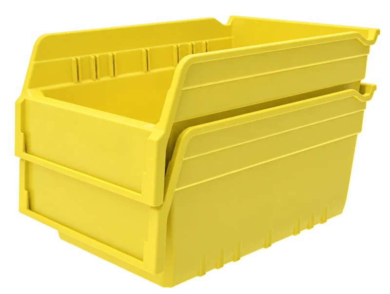 Empty bins nested together — Shelf bins