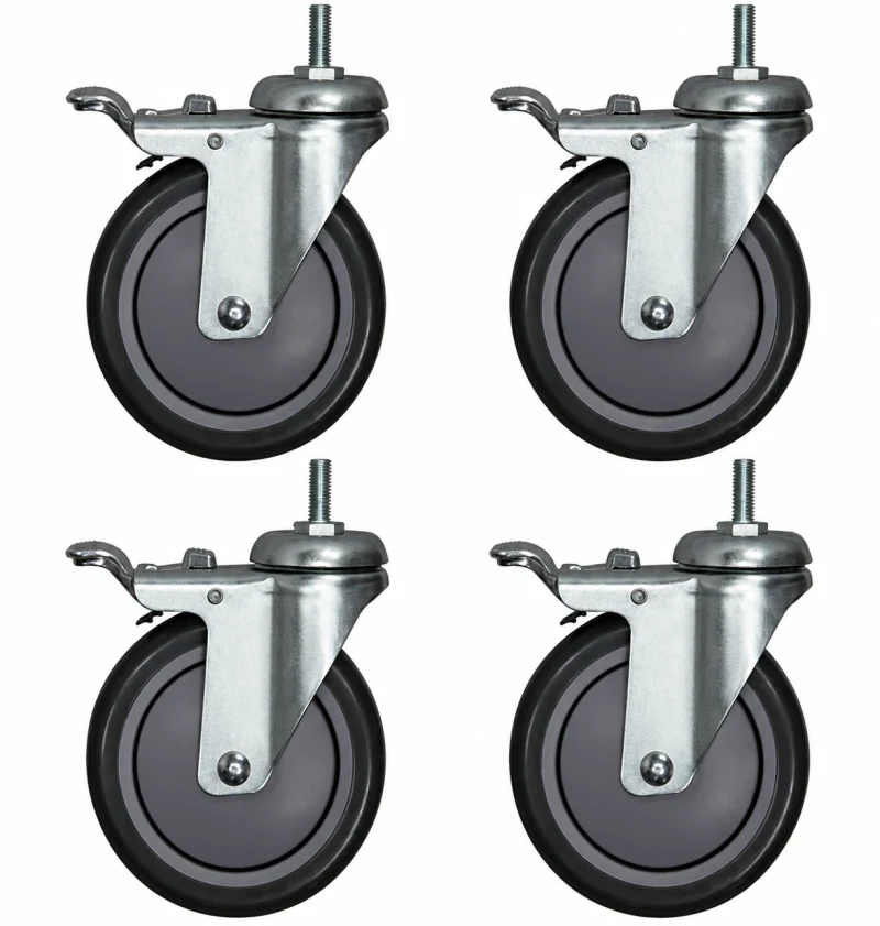 Optional caster set — Wire shelving with bins
